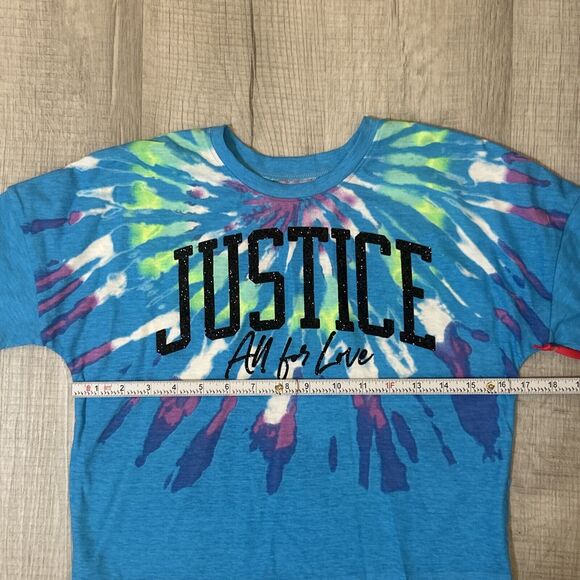 NWT Justice Girls T-shirt+ Short Outfit Set, Size Small (7/8) TIE DYE Turquoise - Picture 15 of 16